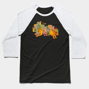 Catzilla Takes a Break Baseball T-Shirt